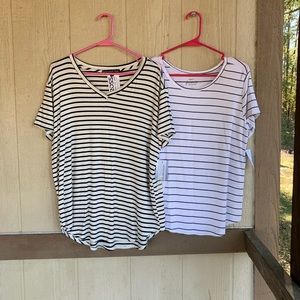 🆕 RUE 21 TWO STRIPPED TOPS SZ XL & L